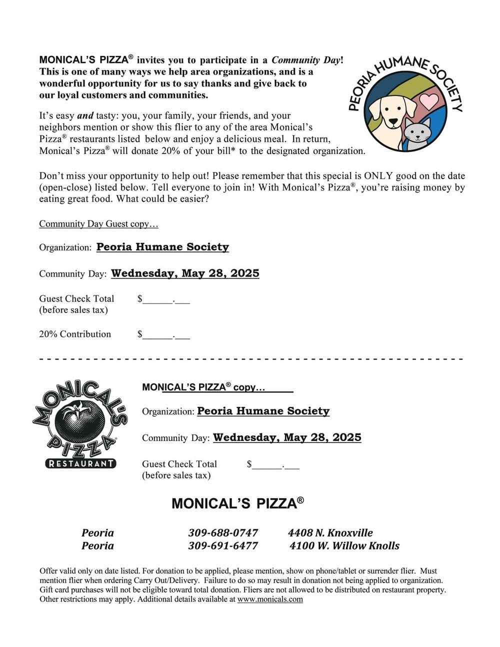 monicals community day flyer